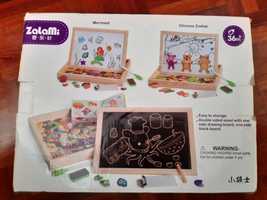 Jogo infantil magnetico puzzle e quadro com dupla face ardosia e iman