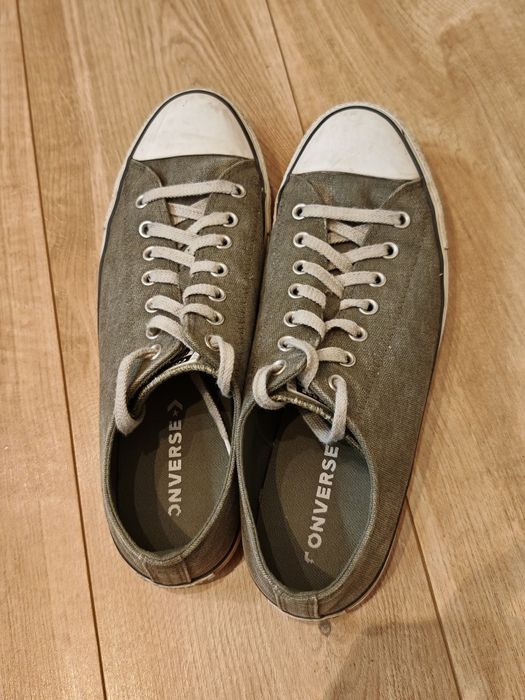 Converse trampki zielone oliwkowe 46,5 buty biała podeszwa niski khaki