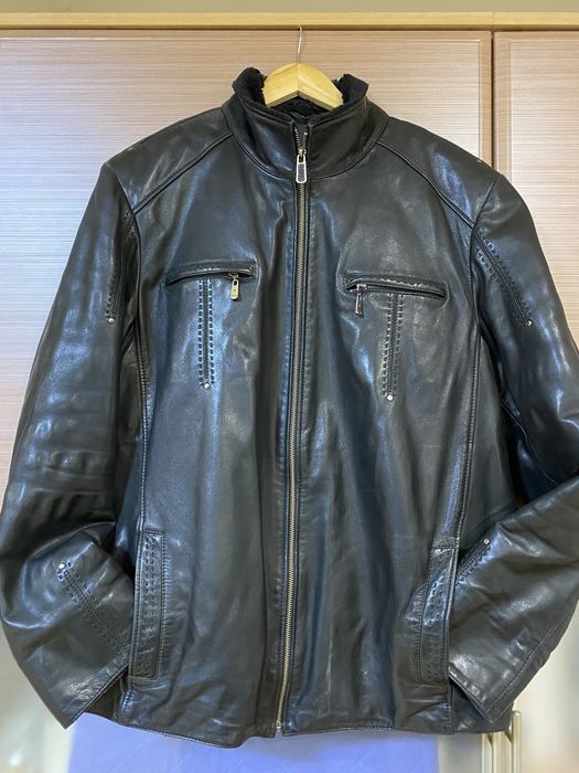 Зимова шкіряна куртка чоловіча