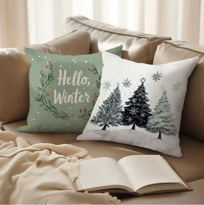 Świąteczne poszewki na poduszki, 45x45cm, Różne wzory, Szybka Wysyłka!