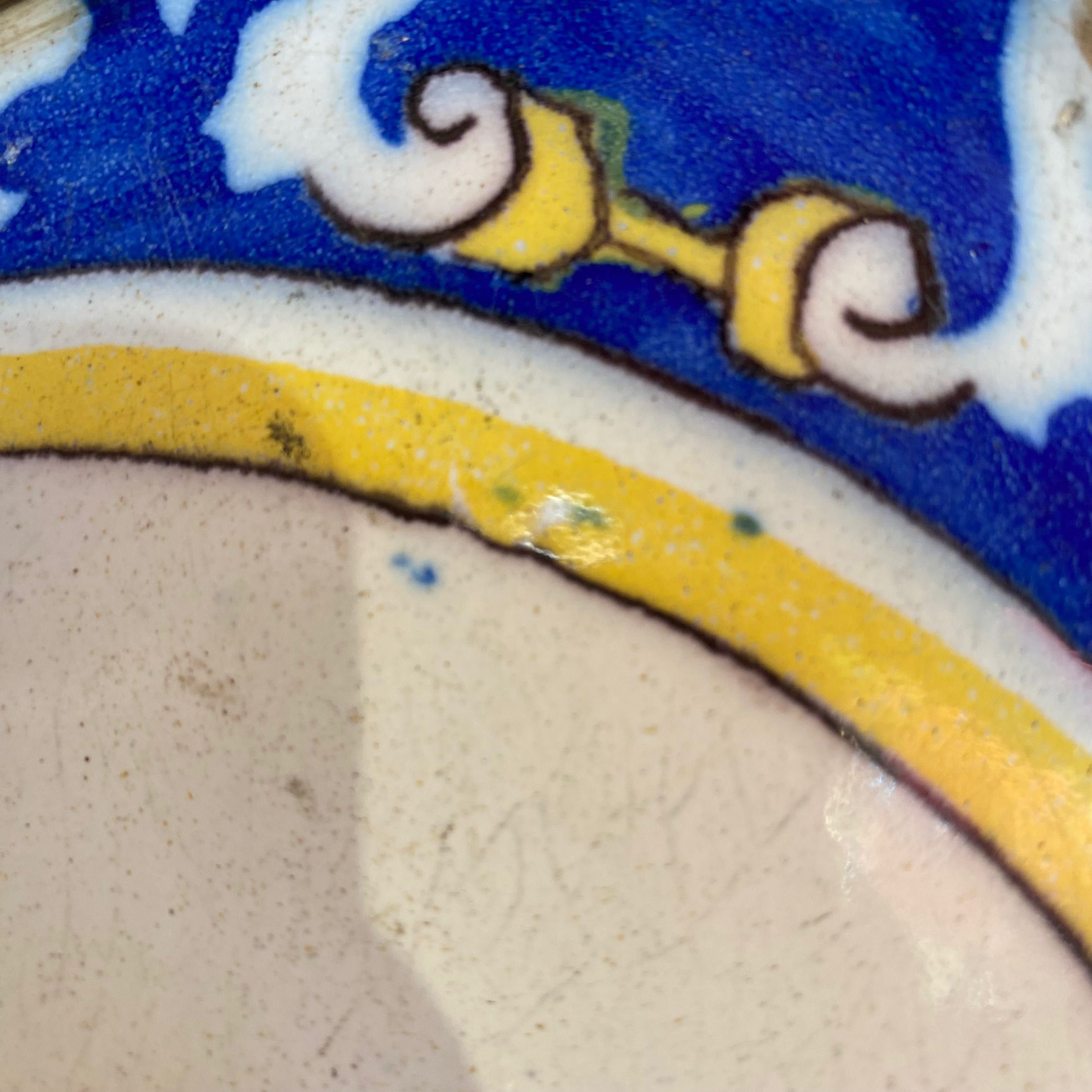 Azulejo c/Moldura Devesas Sec. XIX (Azul/Amarelo)