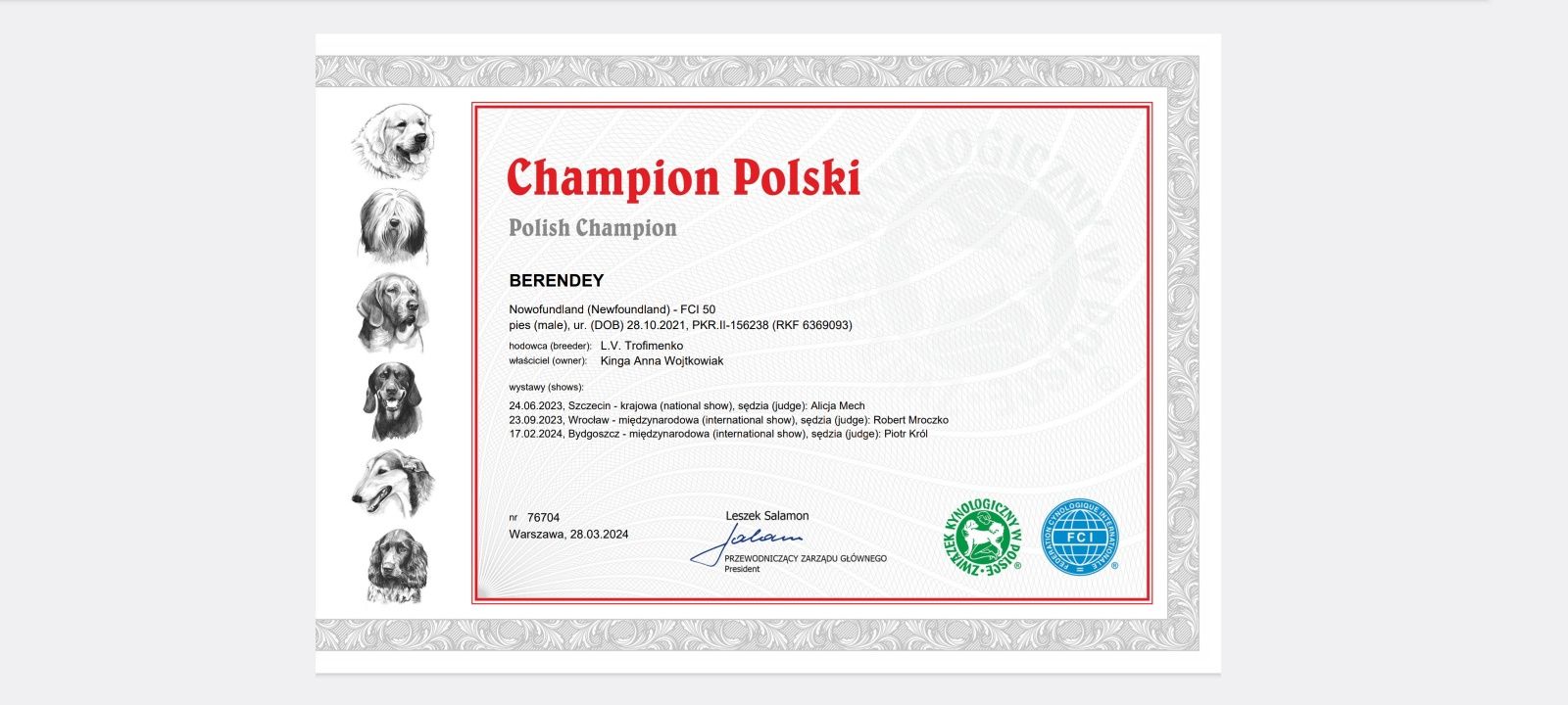 Reproduktor nowofundland zkwp Champion Polski