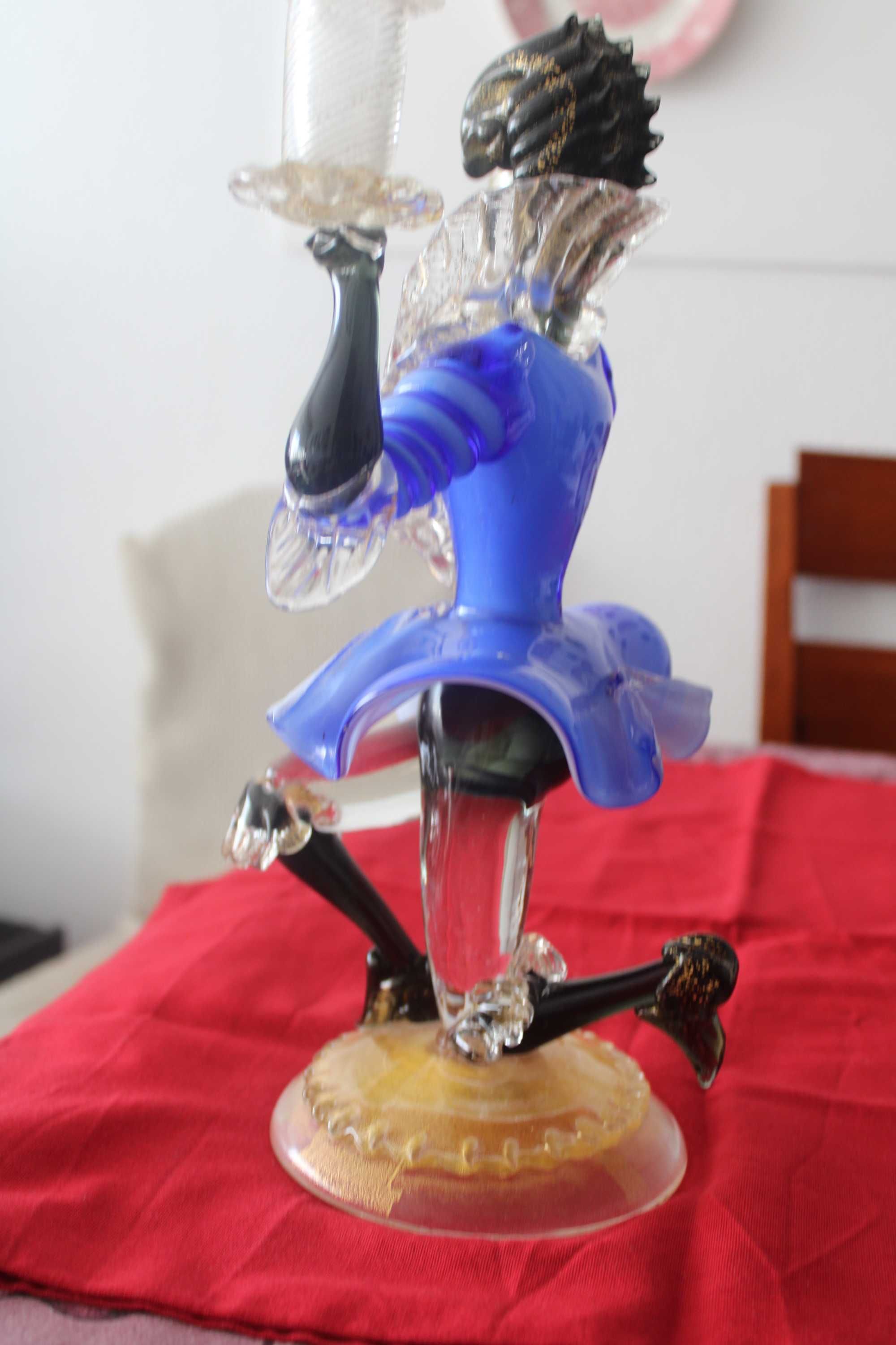 Candelabro em Vidro de Murado com 2 Lumes, com 35 cm
