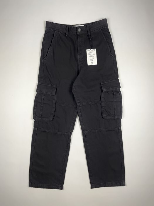 Штани Bershka Cargo Relaxed Fit (W30 / W31 / W32 / W34) чорні чоловічі