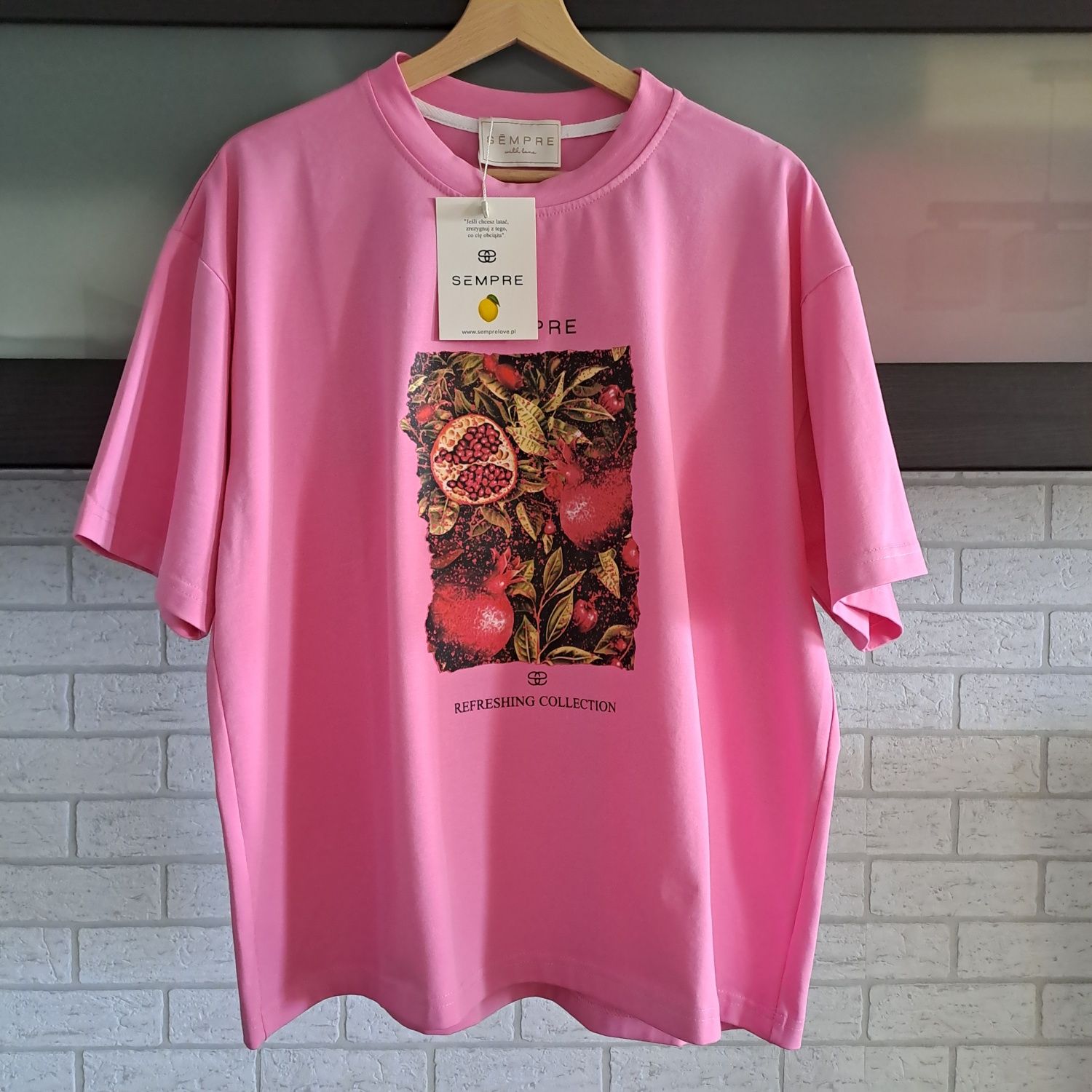 Sempre tshirt koszulka nadruk granaty oversize rozmiar uniwersalny one