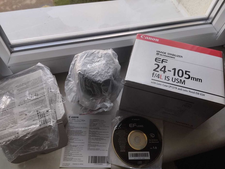 Canon EF 24-105mm f/4L IS USM. Коробка весь комплект