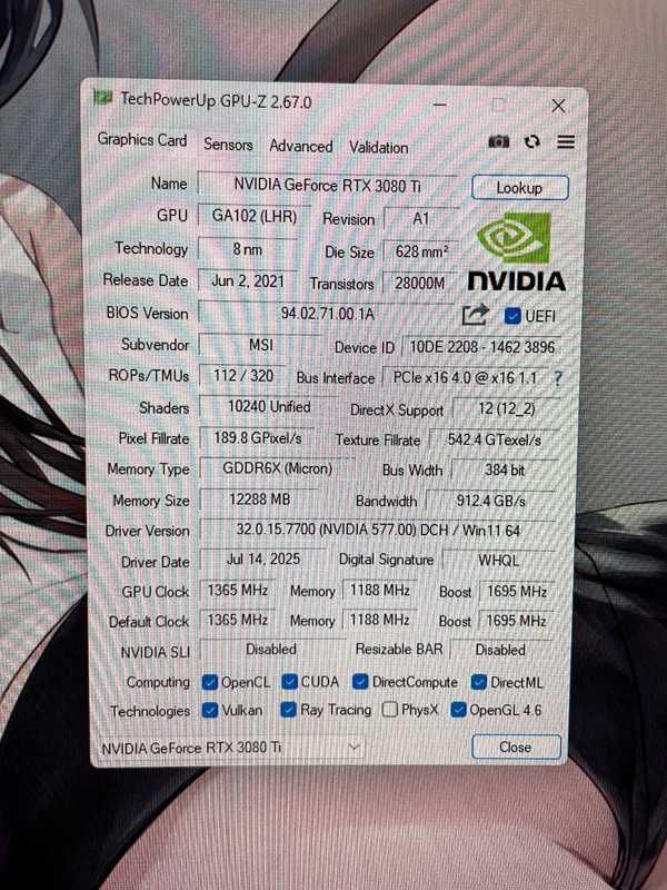 Msi Geforce Rtx 3080 Ti Ventus 3x Oc 12gb Gddr6x