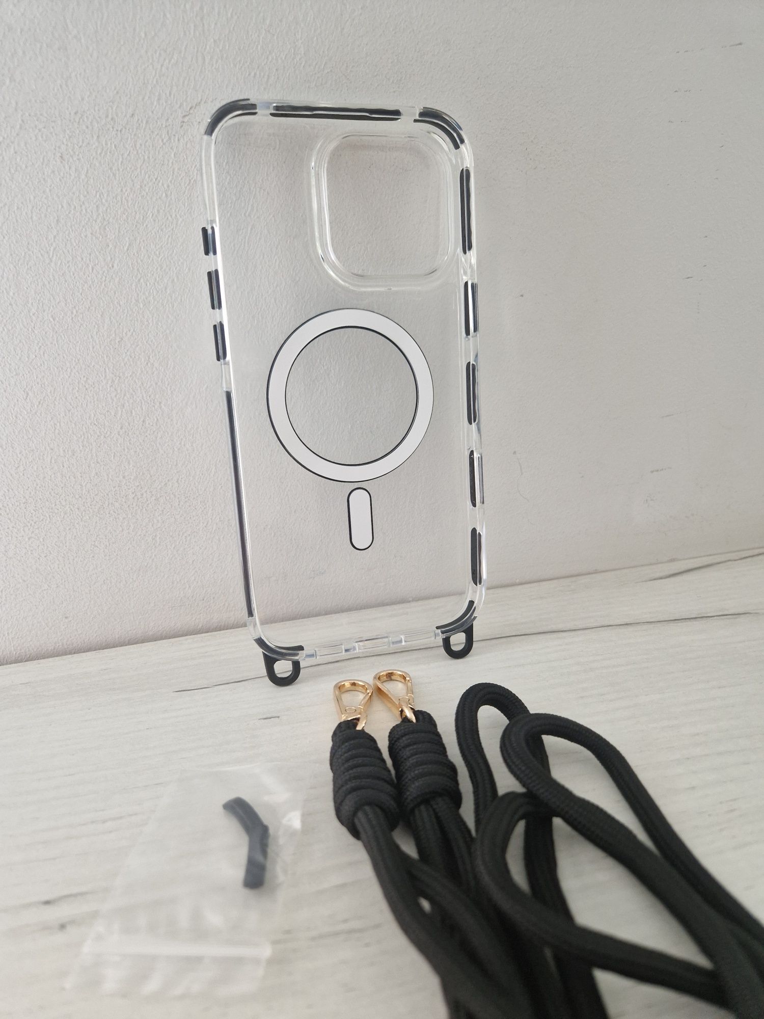 Tel Protect Strap Clear Case do Iphone 16 Pro Max czarny
