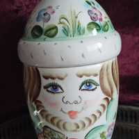 Figurka porcelanowa pojemnik matrioszka vintage