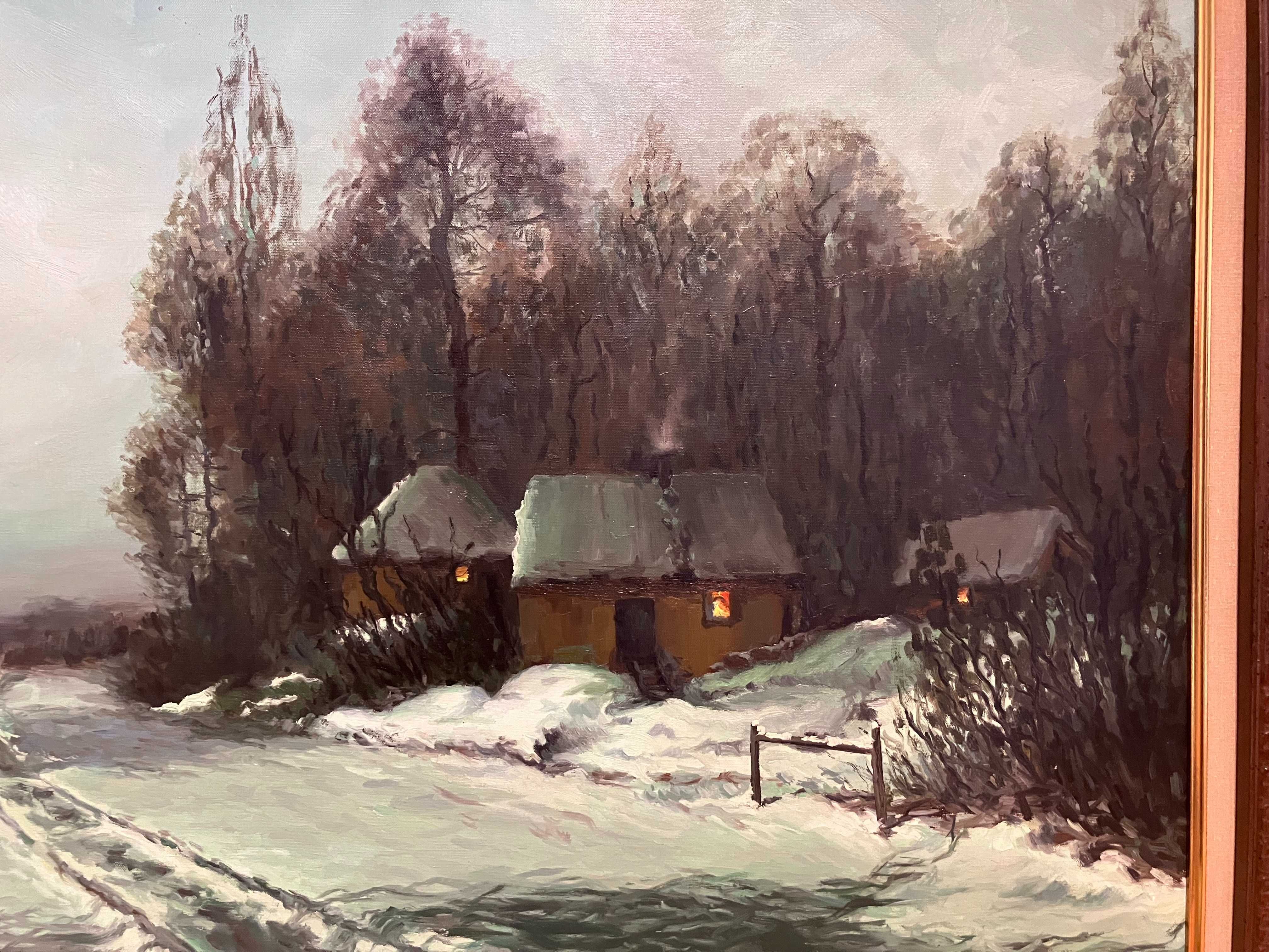 Wiktor Korecki - Pejzaż zimowy, olej na płótnie 60 x 90 cm