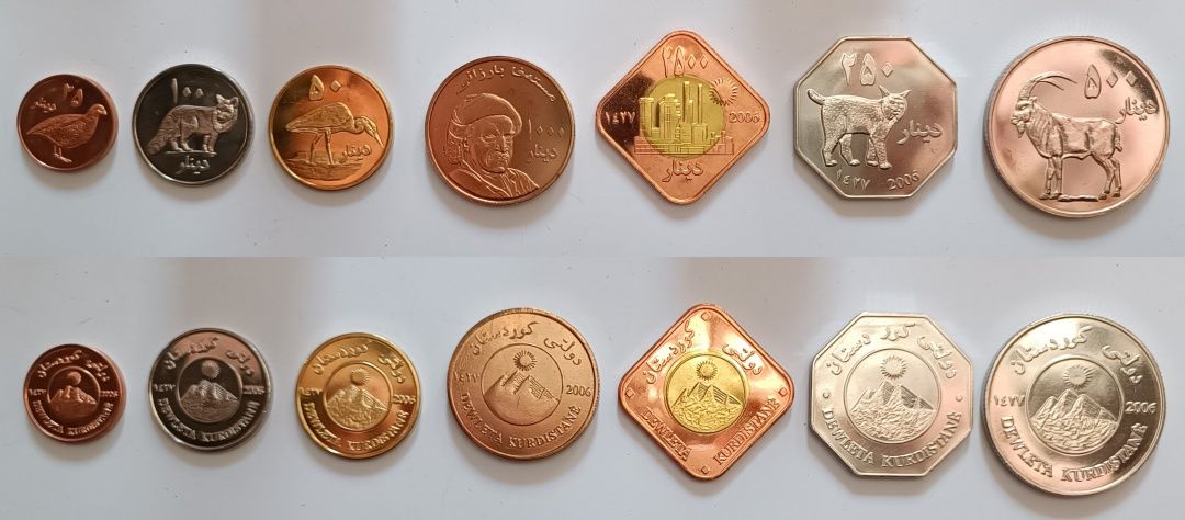 Kurdystan zestaw 7 monet rok 2006 Zwierzęta bimetal UNC