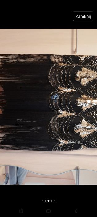 Sukienka czarno-złota z cekinami I frędzlami L/XL