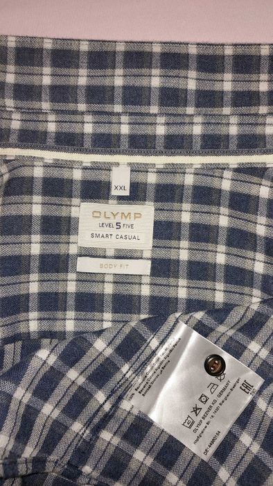 Неношеная 2XL OLYMP Красивая Слегка Плотная рубашка в клетку