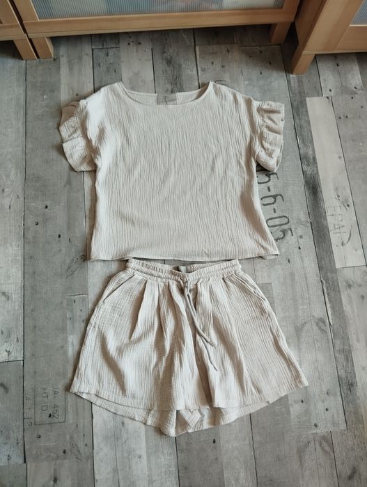 Komplet, zestaw muślina bluzka, szorty Lemonada