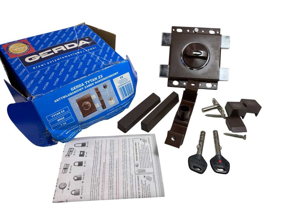 zamek nawierzchniowy Gerda Tytan ZX lewy brązowy