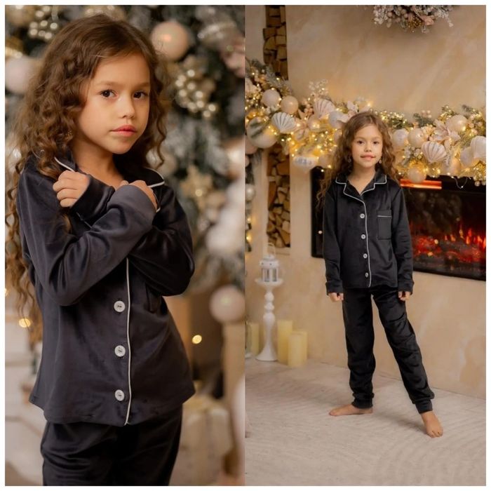 Стильна дитяча плюшева велюрова піжама для дівчинки 146,152,158,164