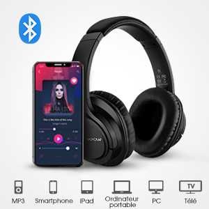 Mpow H7 Słuchawki bezprzewodowe bluetooth 5.2 nauszne 25h Aux Mikrofon