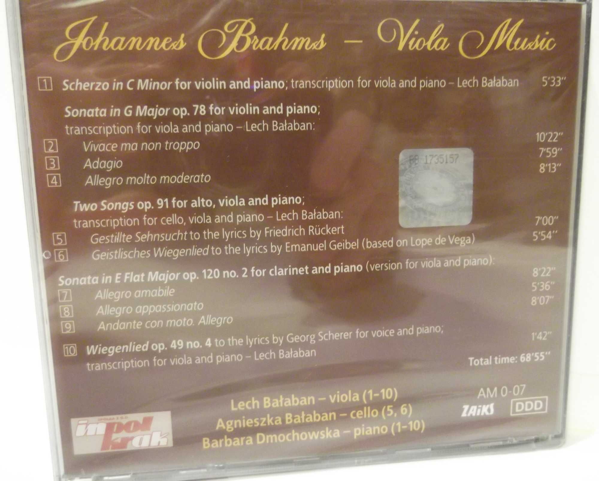 Płyta CD - Johannes Brahms - Viola Music