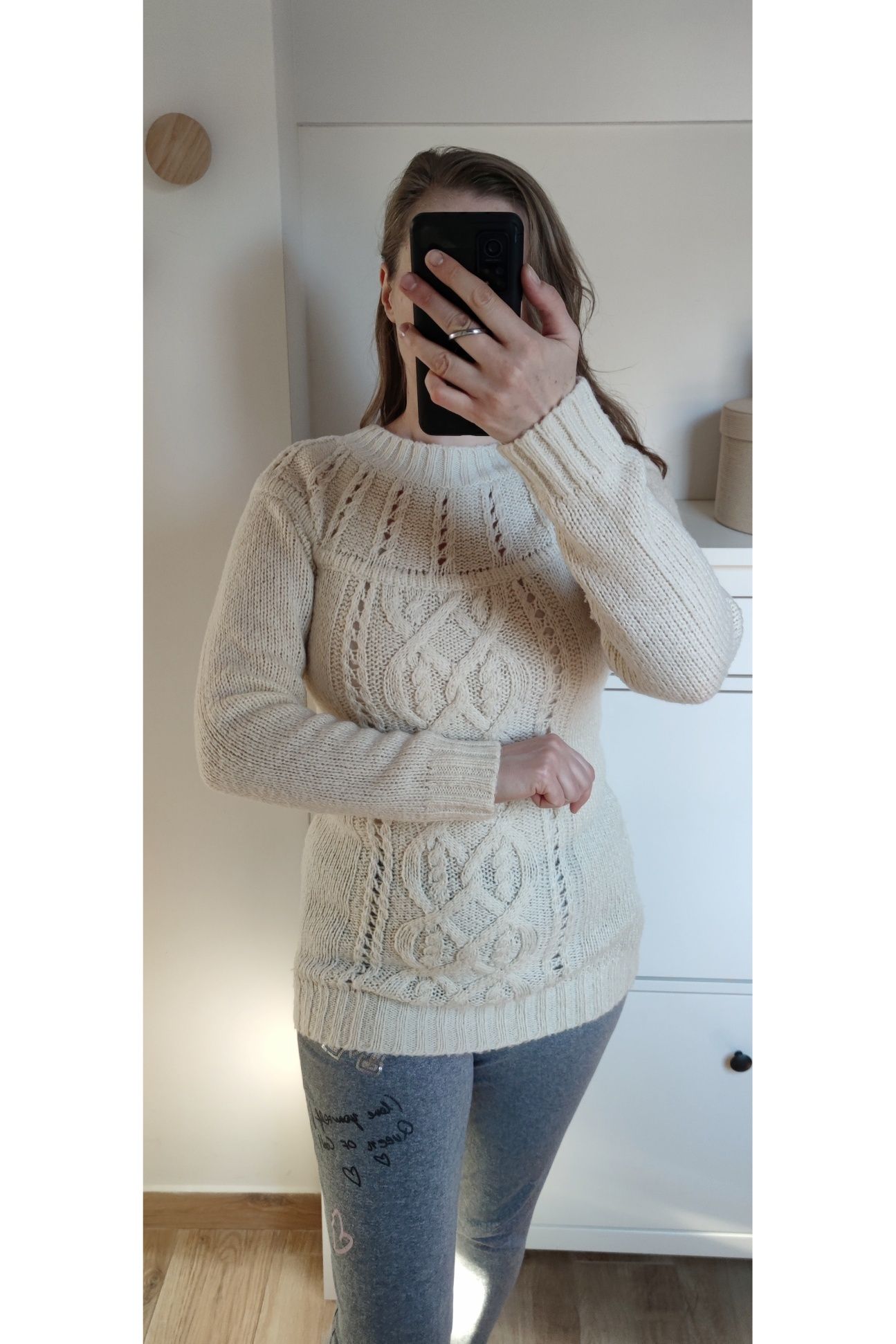 Sweter sweterek S/M/L Vila śmietankowy kremowy
