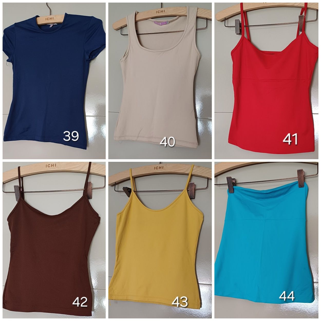 Blusas e tops tamanho S/M.
Roupa de senhora. 
Em bom estado.