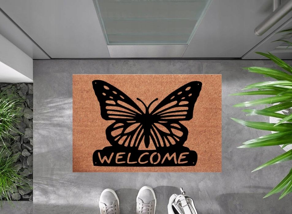 Wycieraczka kokosowa pod drzwi Welcome Motyl Piękna Wycieraczka