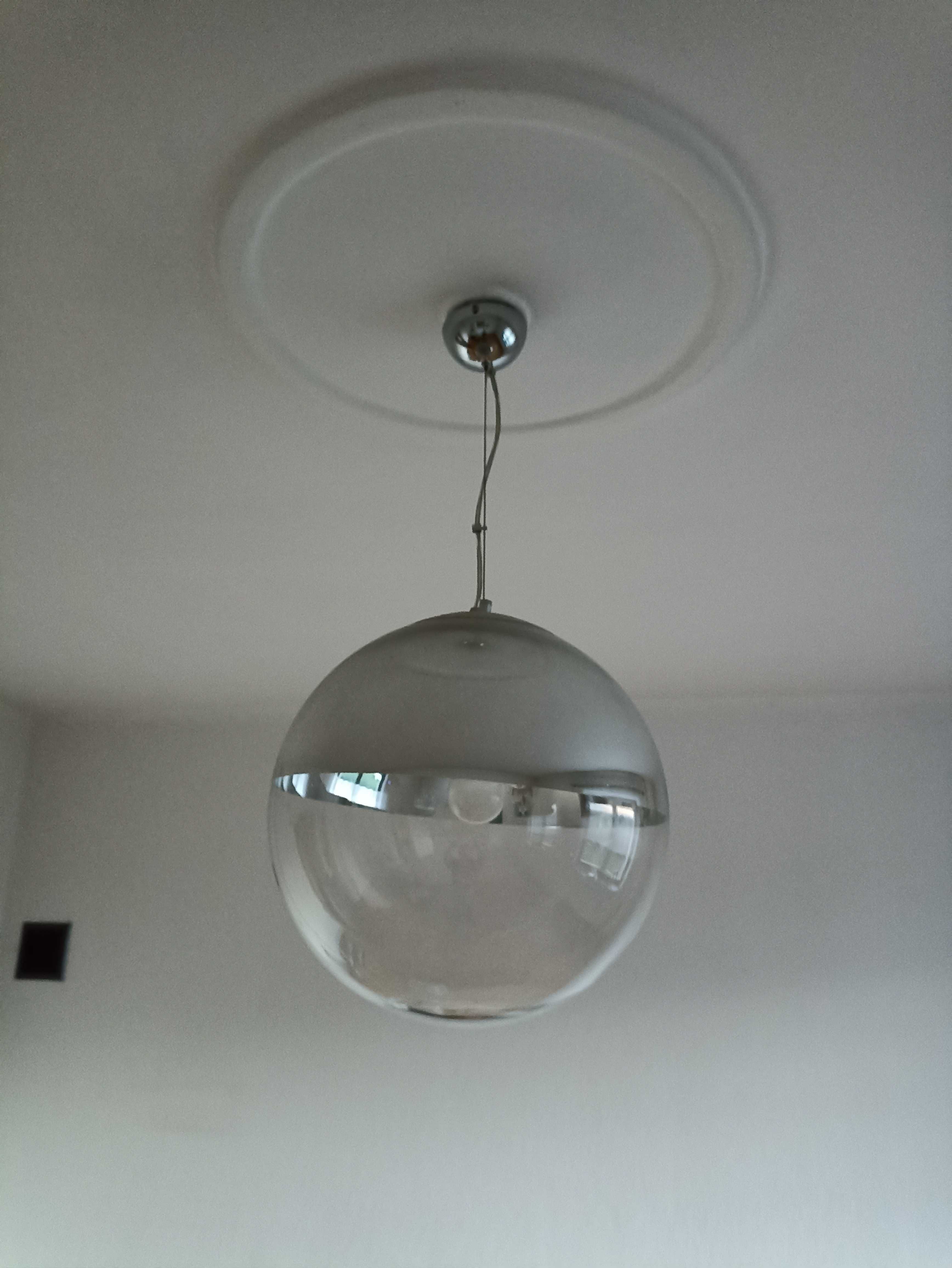 Lampa sufitowa wisząca kula srebrna chrom duża