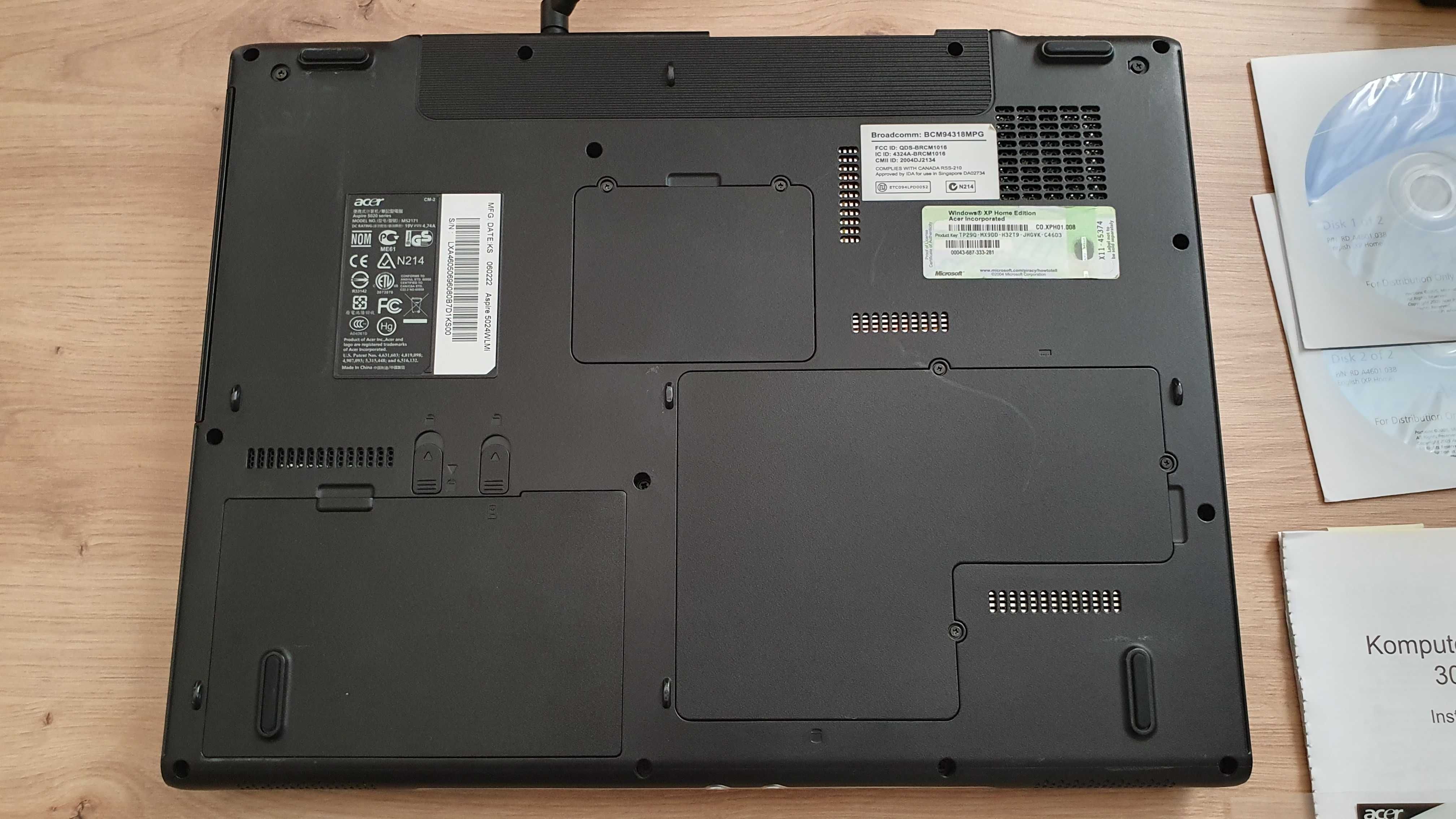 Laptop Komputer Acer Aspire 5024 AMD 64-bit 5020 ZASILACZ Windows XP