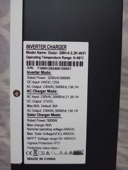 Гібридний сонячний Інвертор чистий синус Easun 24в 48в 220в 3-6кВт