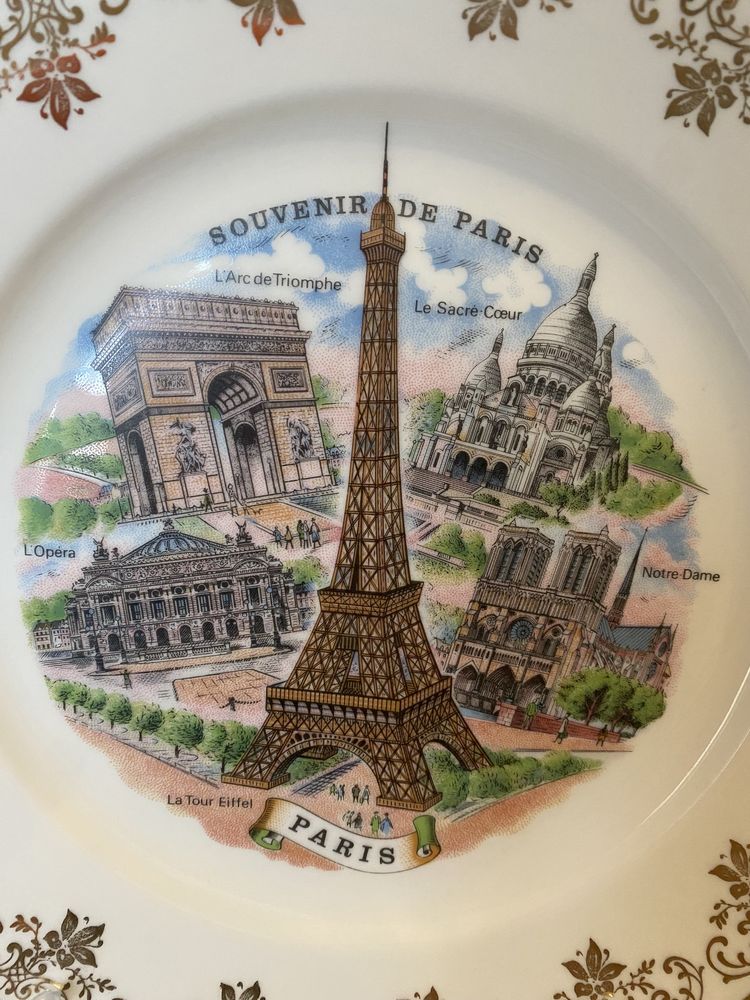 Limoges talerz ozdobny z motywem Paryża
