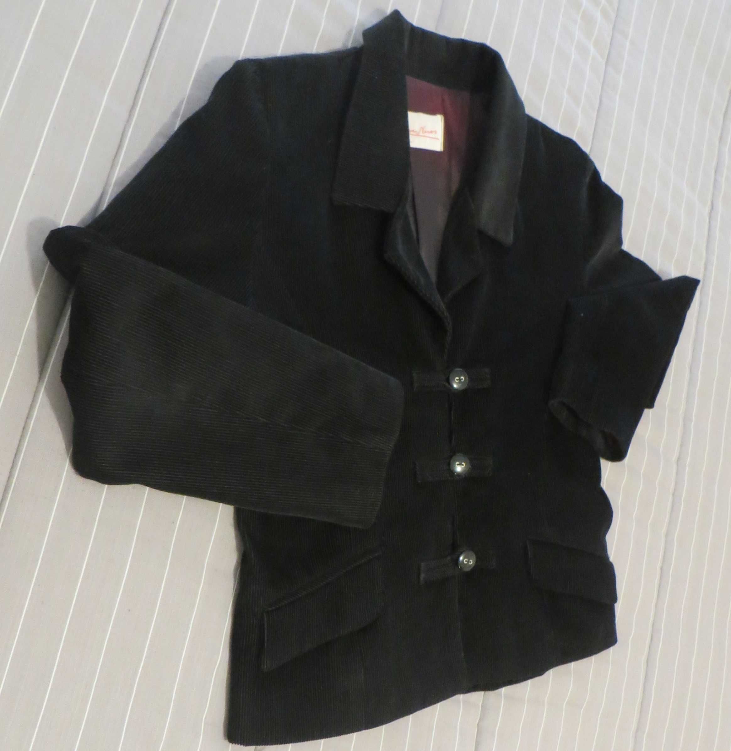 Casaco Blazer , bombazine, preto, Fabricado em Portugal, - Tam. L