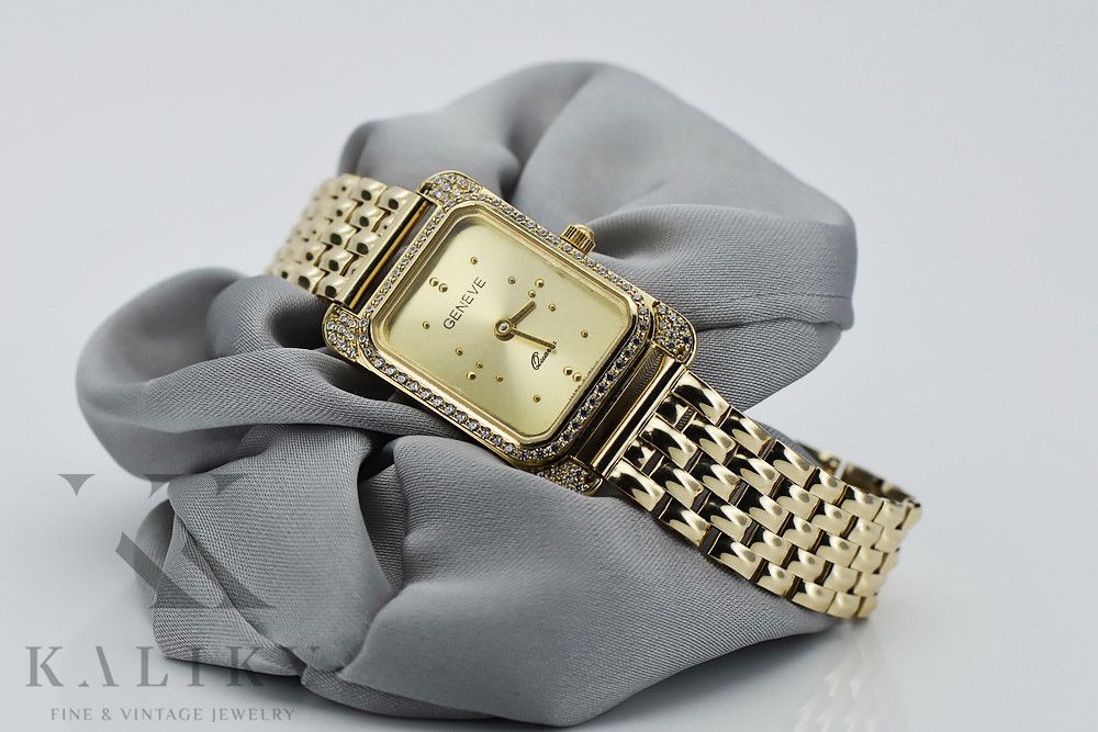 Złoty zegarek z bransoletą damską 14k Geneve lw054ydg&lbw004y Poznań