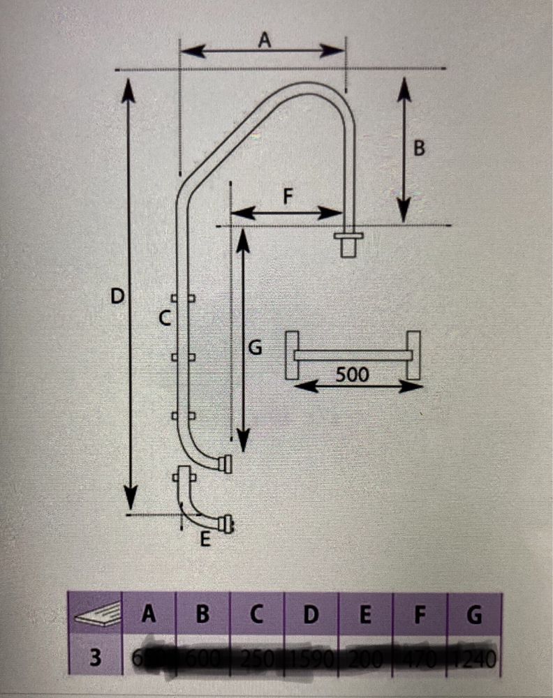 Escada de piscina de 3 degraus, nunca usada