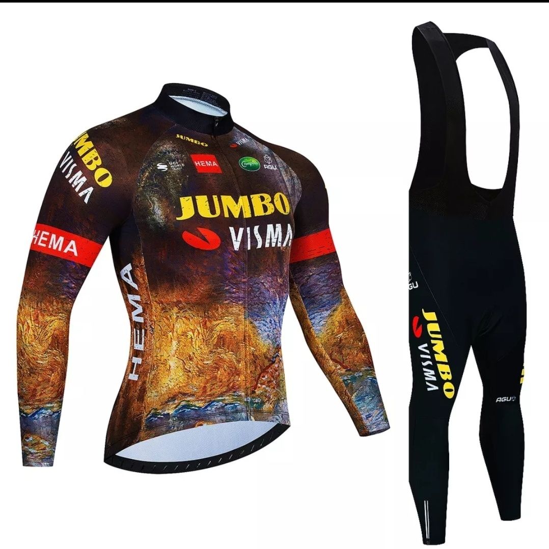 Strój Rowerowy Długi Jumbo Visma Roz XL XXL 3XL Slim Fit Kolarski