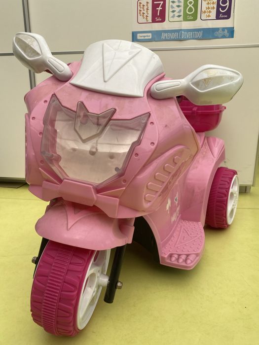 Moto eletrica com 2 velocidades rosa princesa