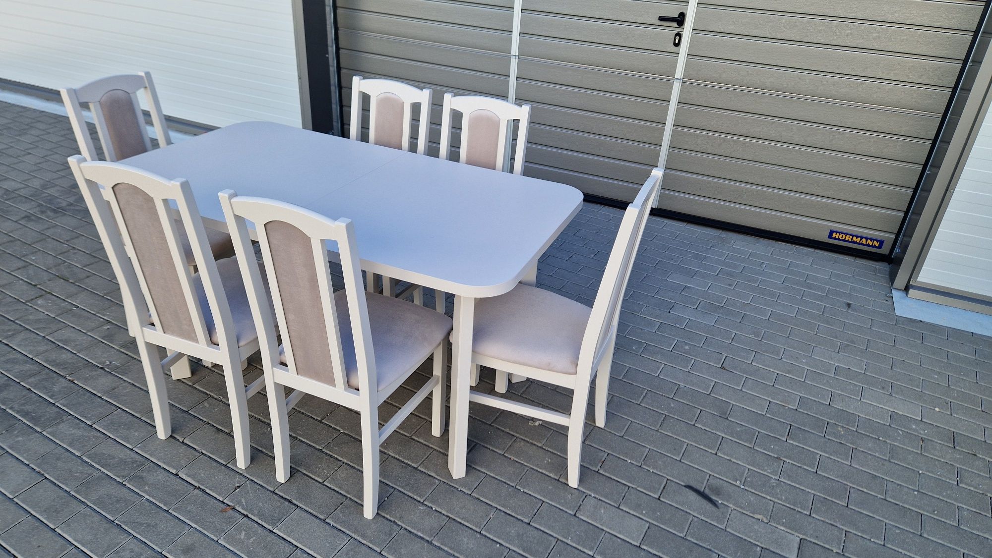 Nowe: Stół rozkładany + 6 krzeseł, Kaszmir + latte, dostawa cała PL