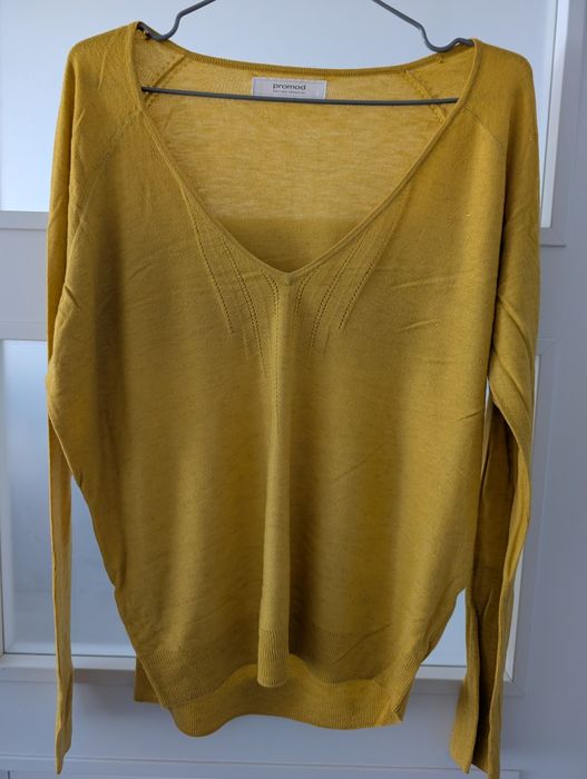 Sweterek Promod żółty z połyskiem, rozmiar L!