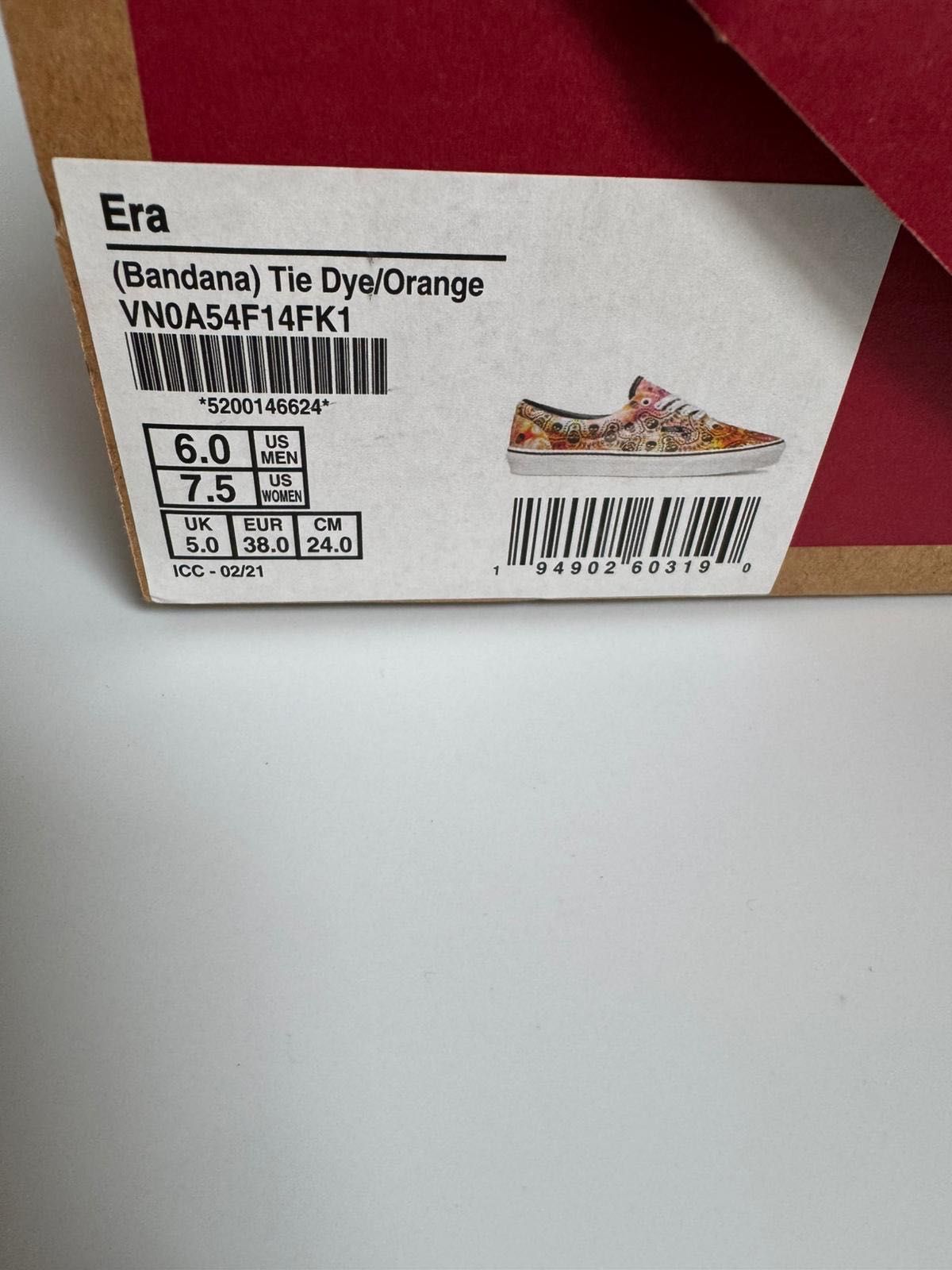 Nowe trampki unisex VANS ERA BANDANA TIE DYE pomarańczowe 38