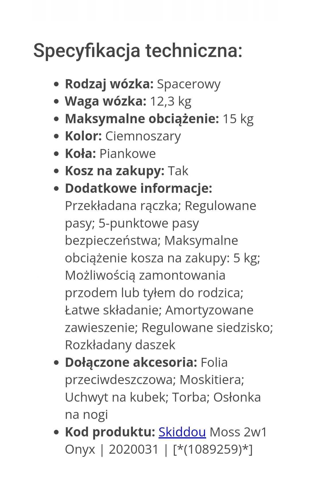 Wózek 2w1 Skiddou Moss+rękawiczki do wózka