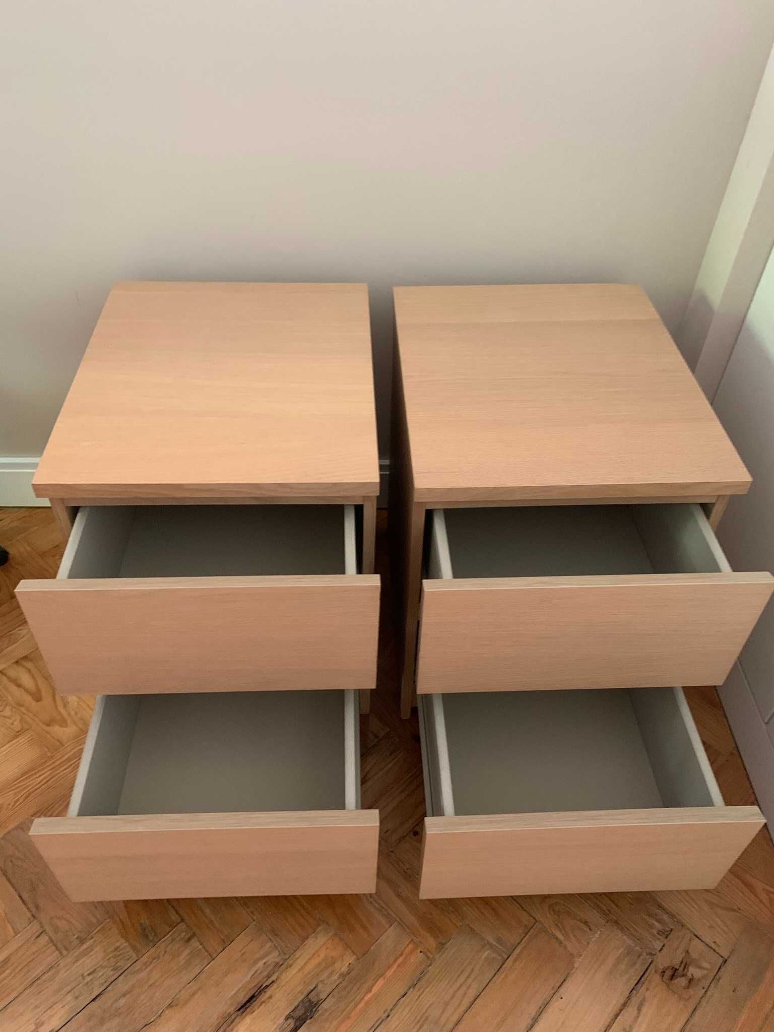 cómoda de 2 gavetas Malm, IKEA, chapa de carvalho velatura branca