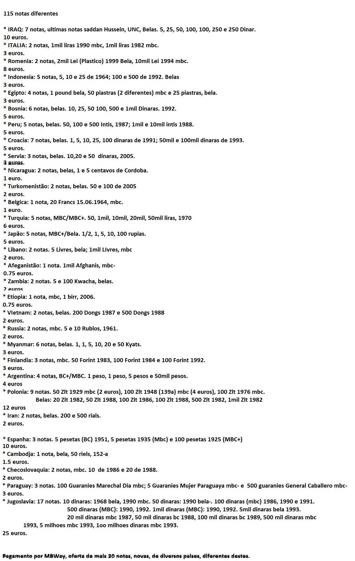 115 notas diferentes, diversos países