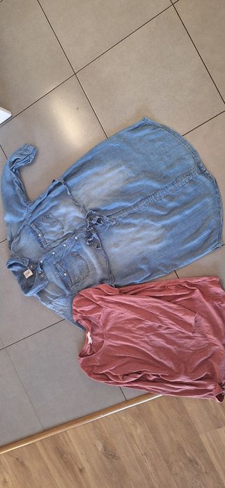 tunika sukienka jeansowa ciążowa H&M mama bluzka L XL