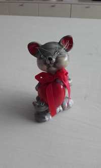 Figurka ceramiczna kotek z myszką