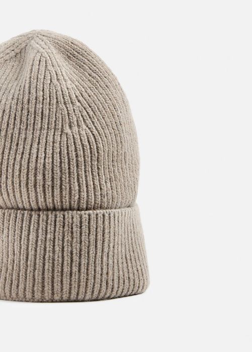 Шапка Zara біні рубчик на основі вовни бежева