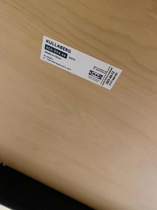 Biurko loftowe Kullaberg Ikea 110x70 sosna z czarnymi nogami