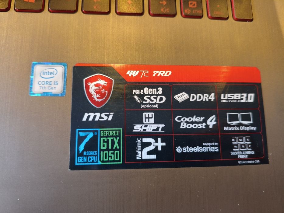 Laptop Gamingowy MSI GV72 7RD, bardzo dobry stan.