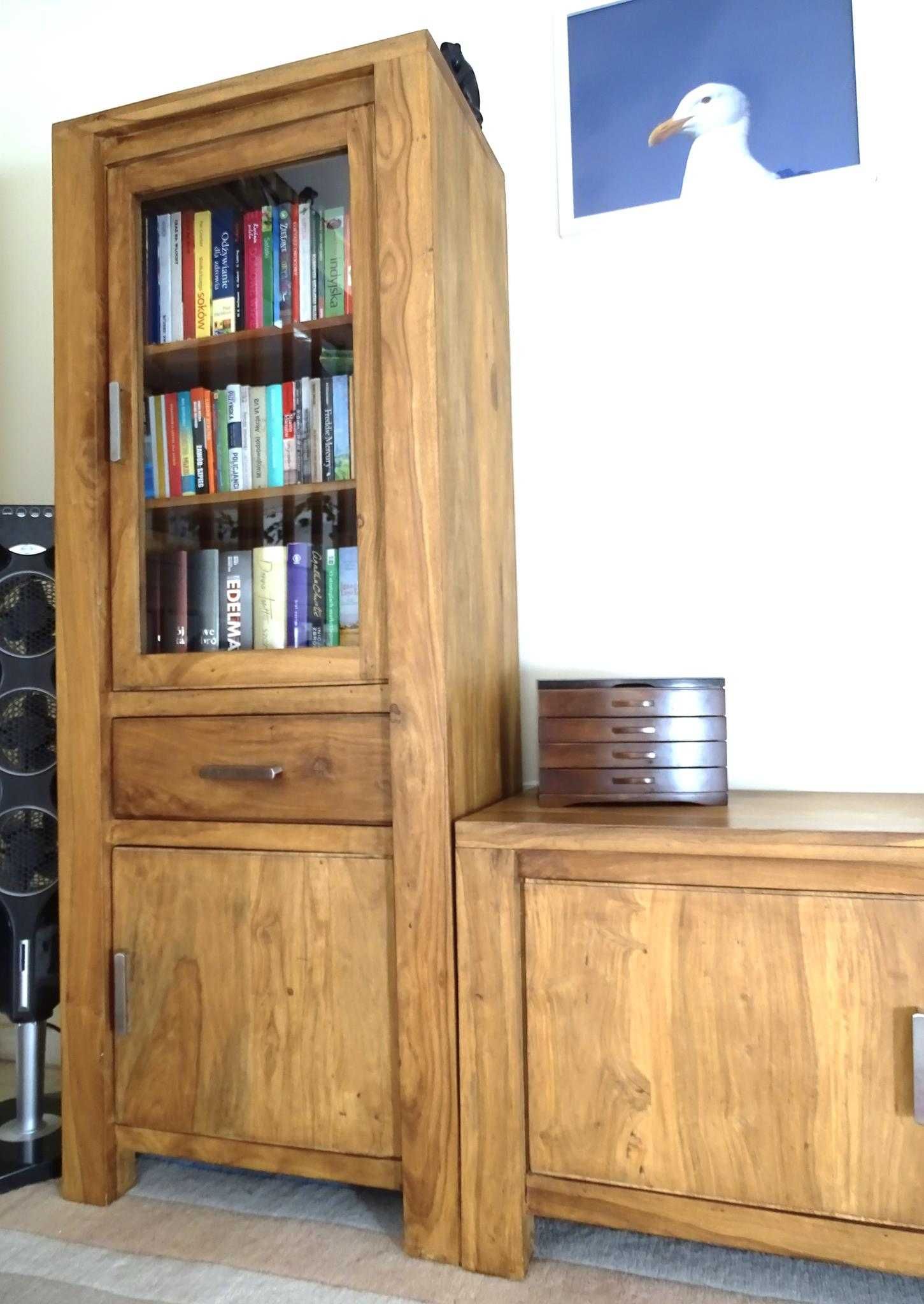 Biblioteczka / witryna kolonialna z drewna MANGO - AlmiDecor - ŚLICZNA