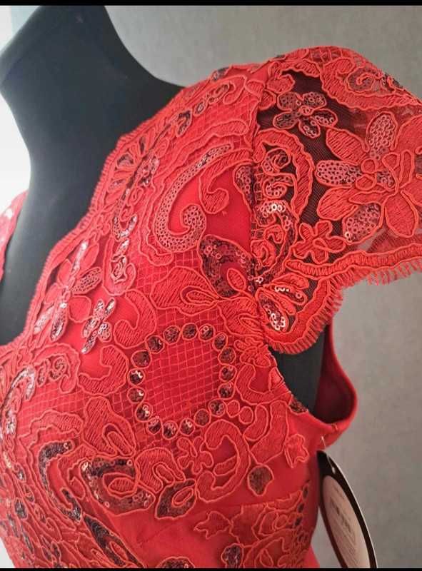 Czerwona sukienka Crystal 52 54 NOWA długa