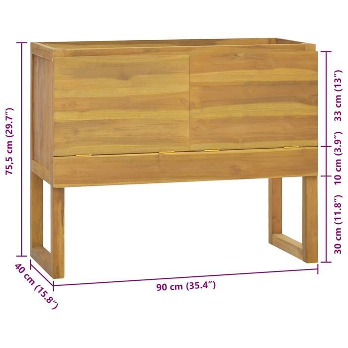 Vidaxl Szafka Łazienkowa, 90X40X75,5 Cm, Lite Drewno Tekowe