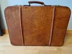 Unikatowa walizka skórzana lata 50-te vintage