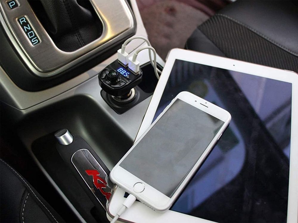 Transmiter fm samochodowy mp3 bluetooth ładowarka 2x usb audio